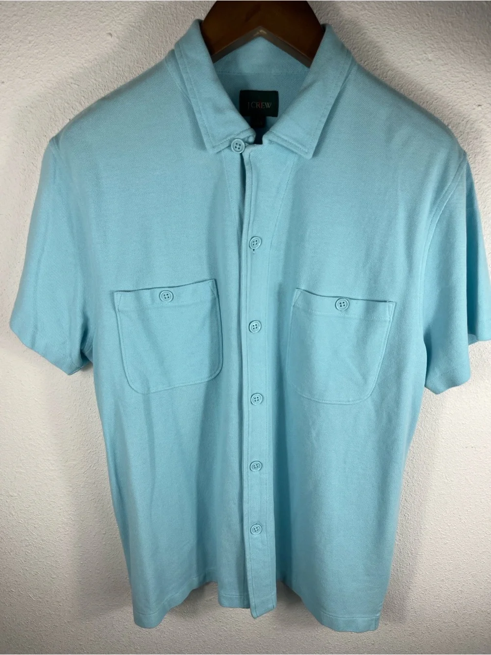 Vintage J Crew Y2K Oarsman Mens Large Shirt Light Blue Short Sleeve Button Down‎
